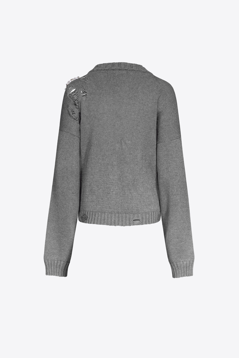 HEMISPHERE 売れ筋商品|||エミスフィール ニット&セーター アウター レディース Cardigans Grey Distressed Crystal Cardigan – AREA