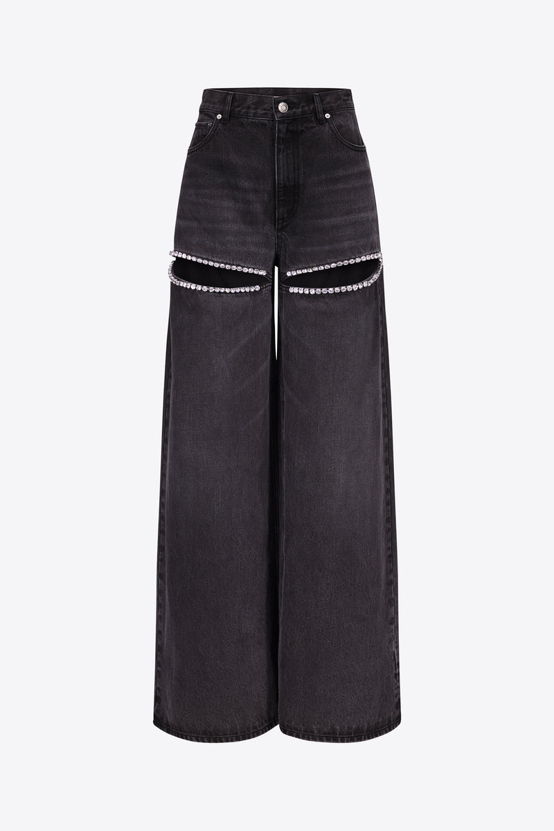 【美品】Egeria AREA 62UL Wide Leg Crystal Slit Jean – AREA