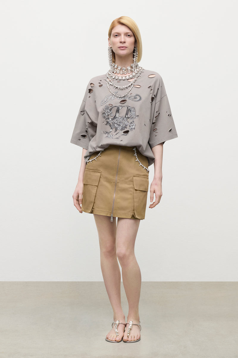 Distressed Crystal Embellished Graphic T-Shirt – AREA