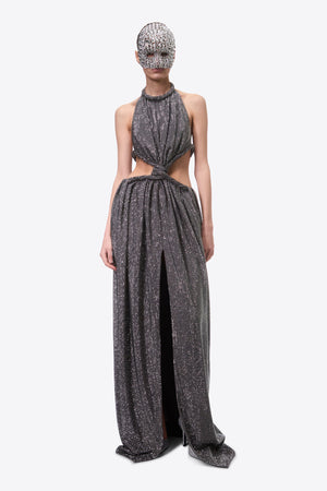 Crystal Embellished Halter Gown