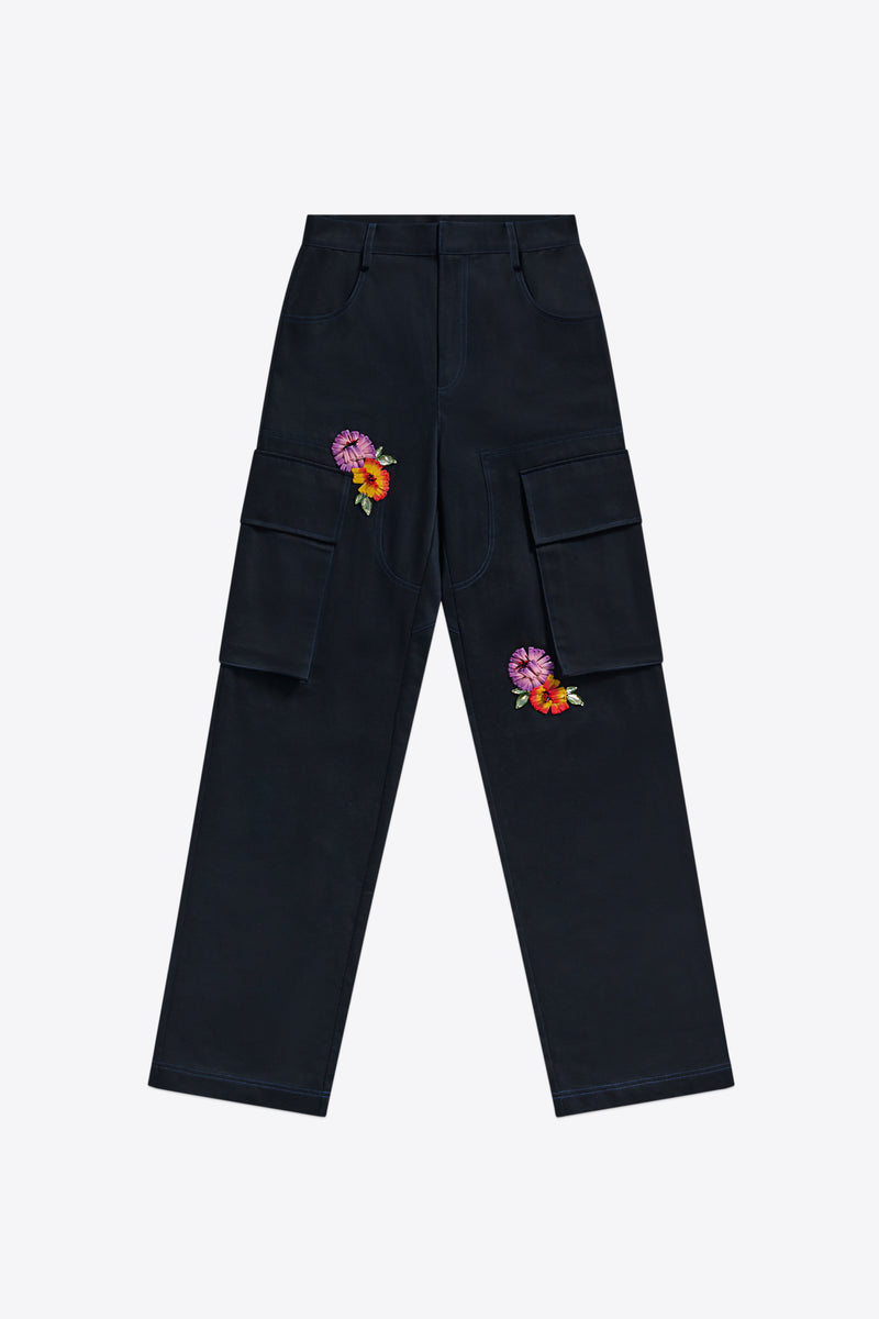 新品 The Barnnte Flower Eyelet Cargo Pants Embroidered Flower Cargo Pant – AREA