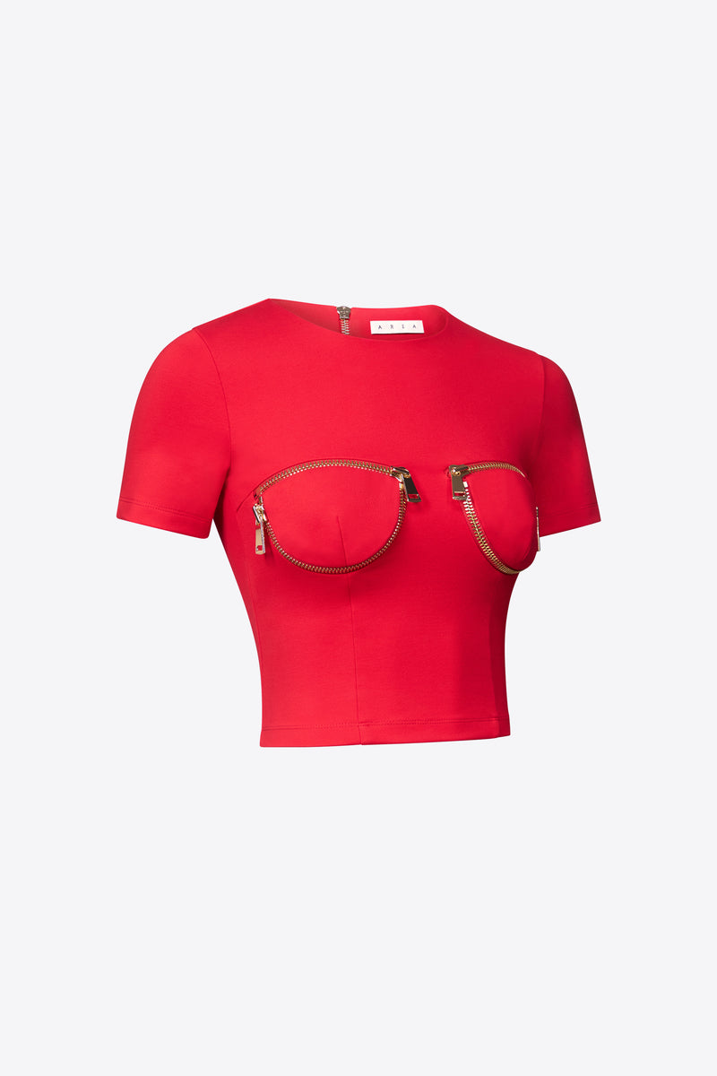 Zipper Bustier Cup T-Shirt – AREA
