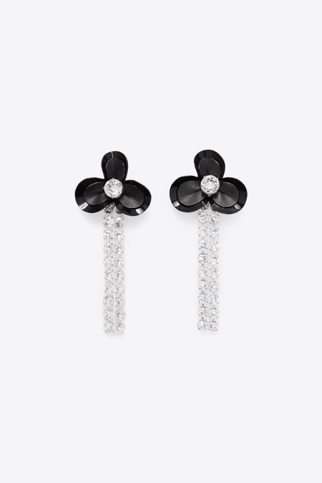 Leather Flower Chandelier Earrings