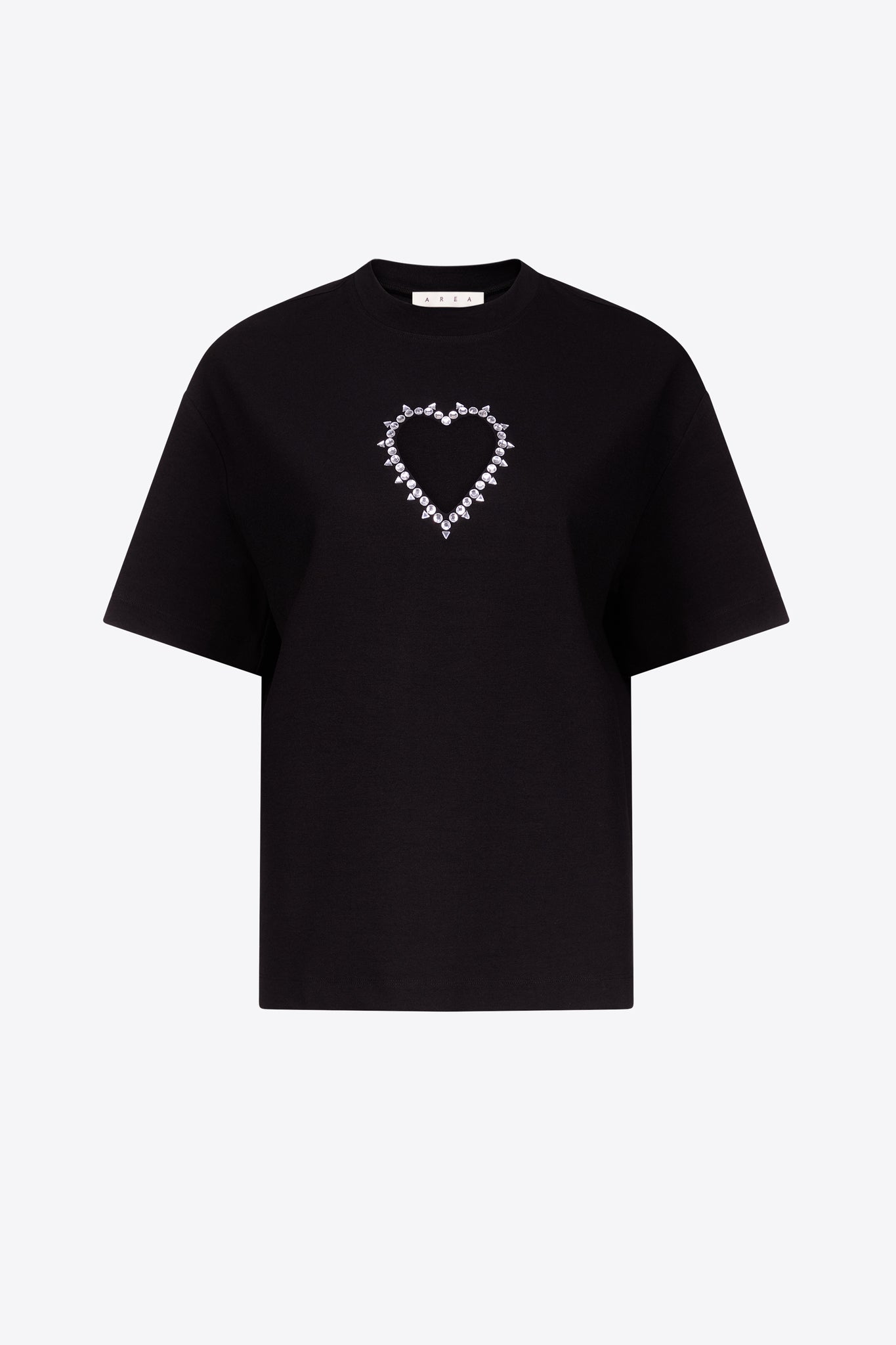 Crystal Heart Cutout Relaxed T-Shirt