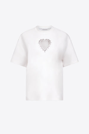 Crystal Heart Cutout Relaxed T-Shirt