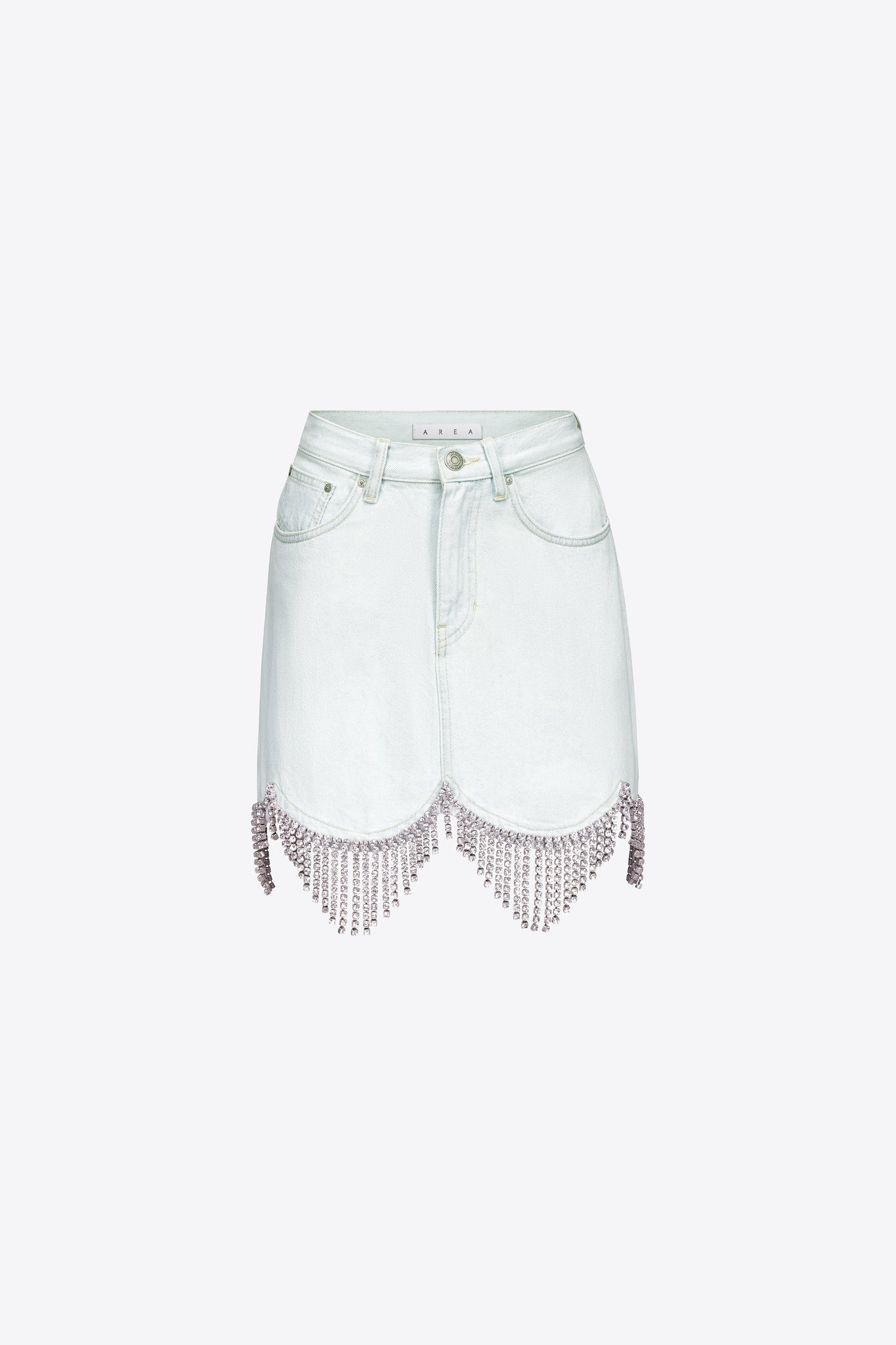 Scalloped Denim Crystal Skirt