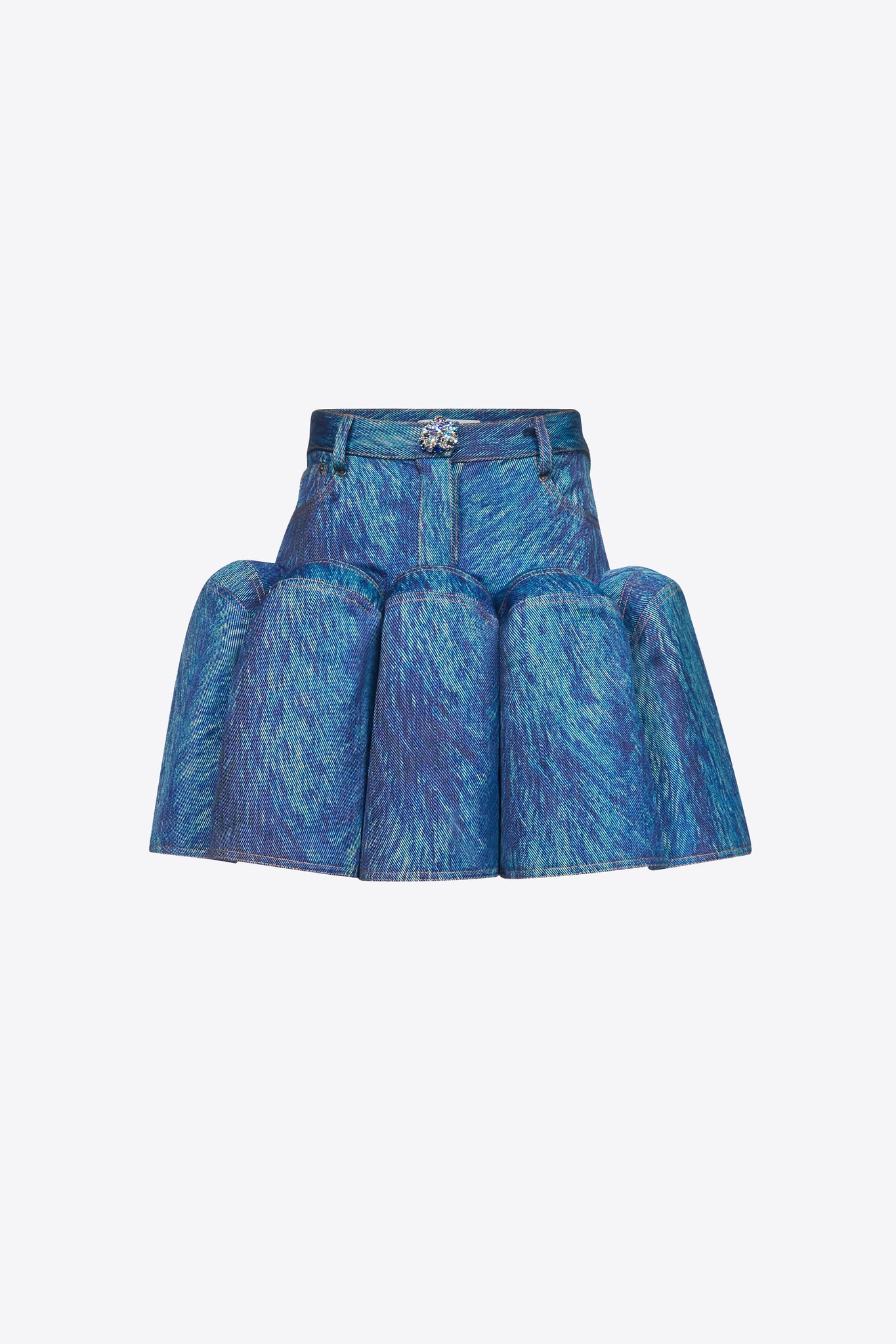 Fur Printed Godet Mini Skirt