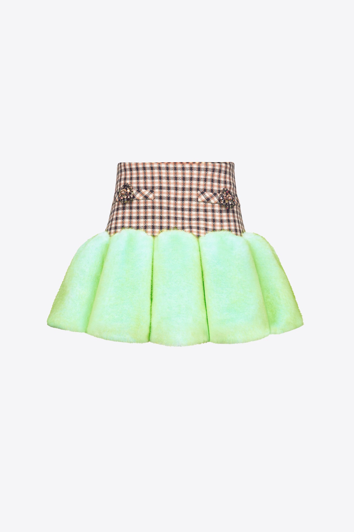 Faux Fur Godet Mini Skirt