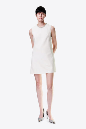 AREA White Crystal Heart Back Minidress AREA White Crystal Heart Back Minidress