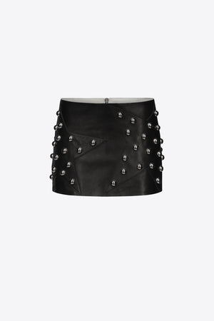 Studded Polka Dot Leather Skirt