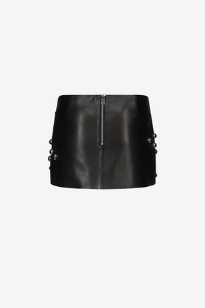 Studded Polka Dot Leather Skirt