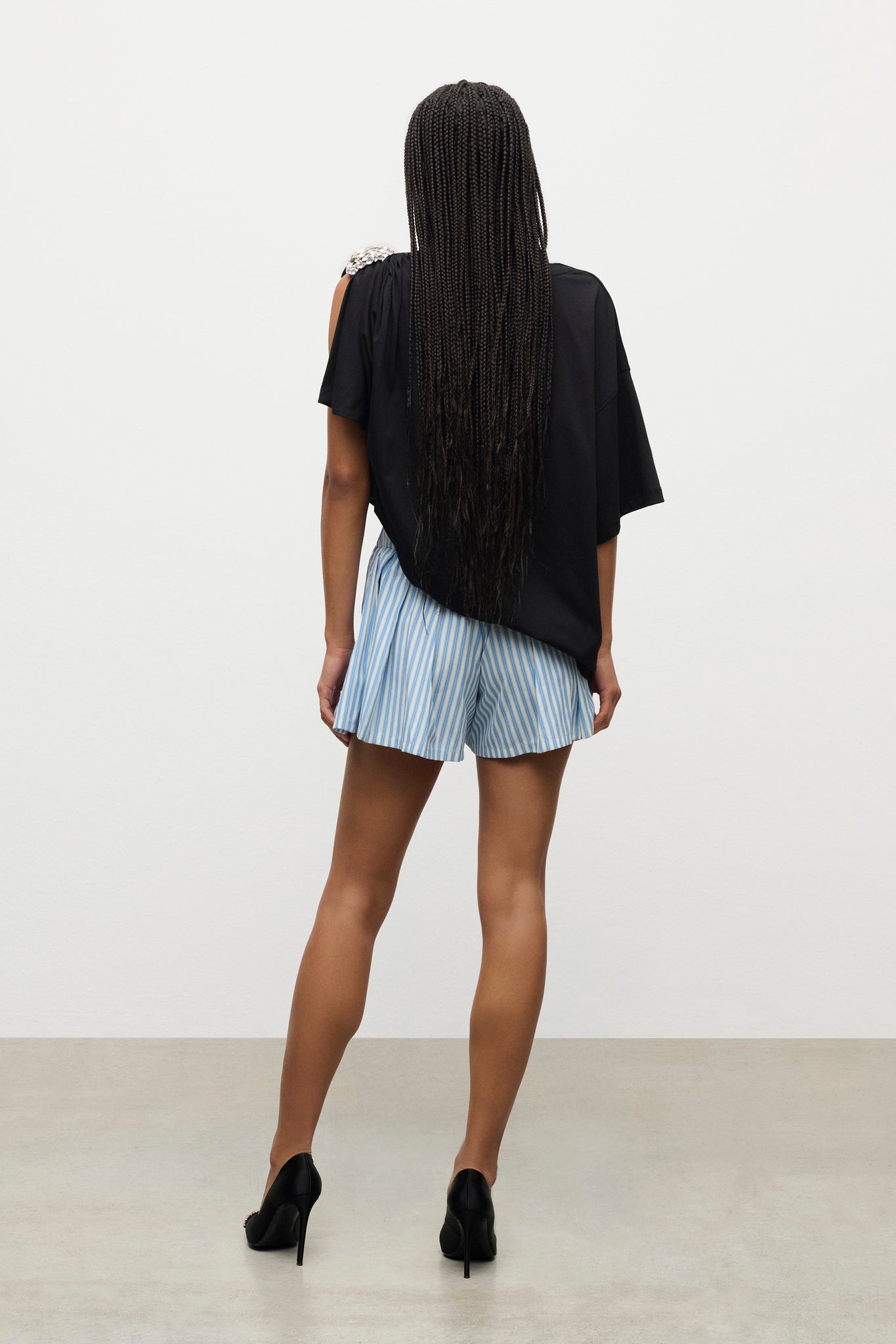 Crystal Cluster Asymmetrical Short Sleeve T-Shirt