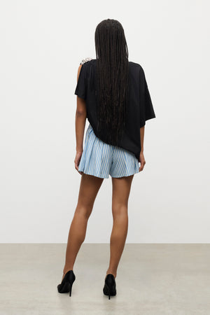 Crystal Cluster Asymmetrical Short Sleeve T-Shirt