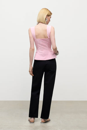 Crystal Grommet Poplin Corset Top