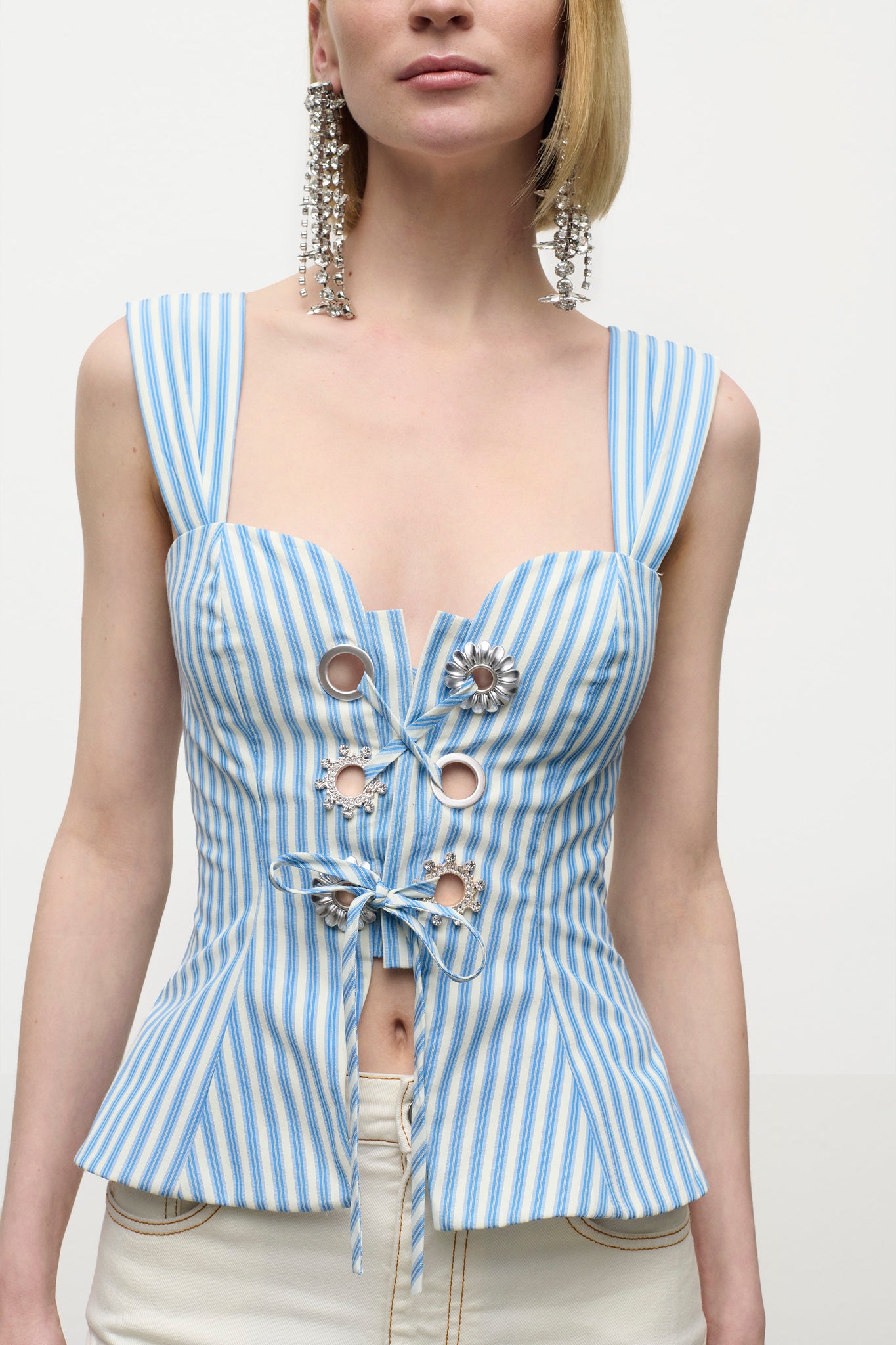 Crystal Grommet Poplin Corset Top