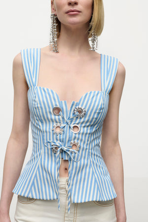 Crystal Grommet Poplin Corset Top