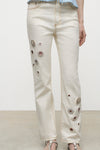 Crystal Grommet Straight Leg Jean