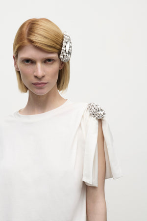 Crystal Cluster Asymmetrical Short Sleeve T-Shirt