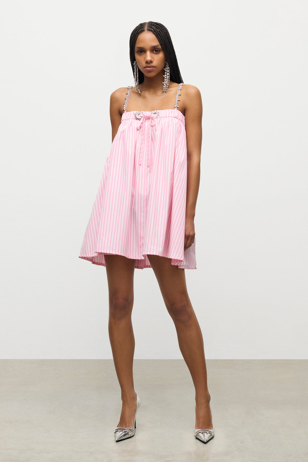 Crystal Grommet Poplin Mini Dress