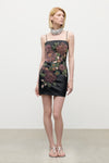 Embroidered Crystal Flower Mini Dress