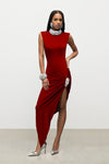 Crystal Cluster Draped Midi Dress
