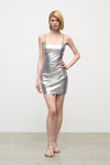 Crystal Strap Metallic Mini Dress