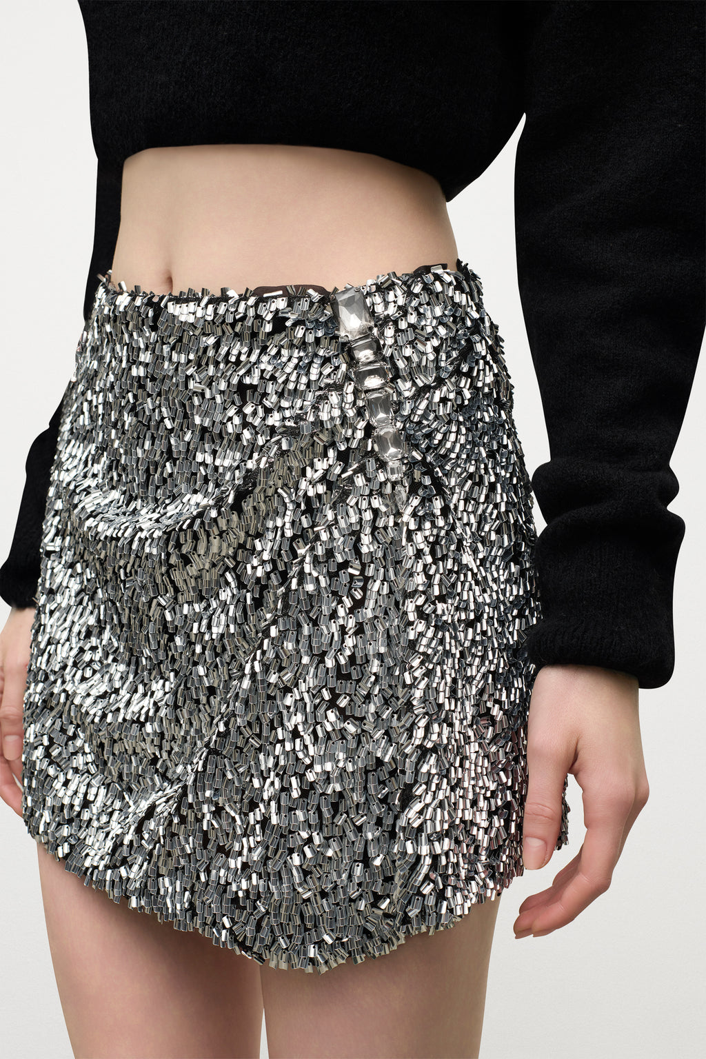 Crystal Cluster Sequin Mini Skirt