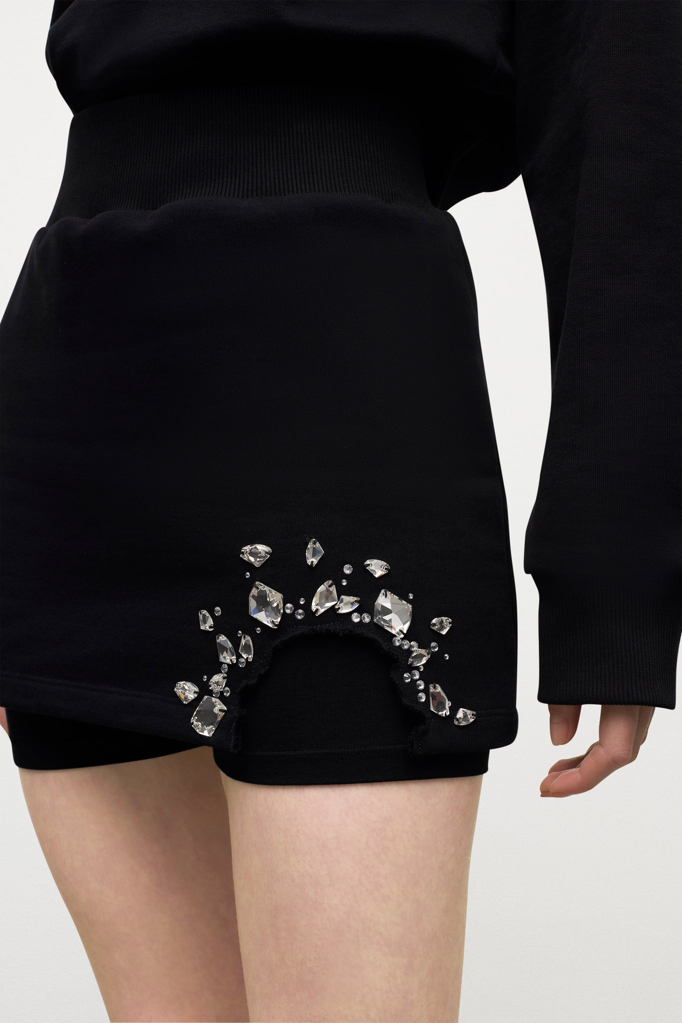 Crystal Cluster Cutout Mini Sweat Skort