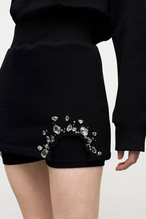 Crystal Cluster Cutout Mini Sweat Skort