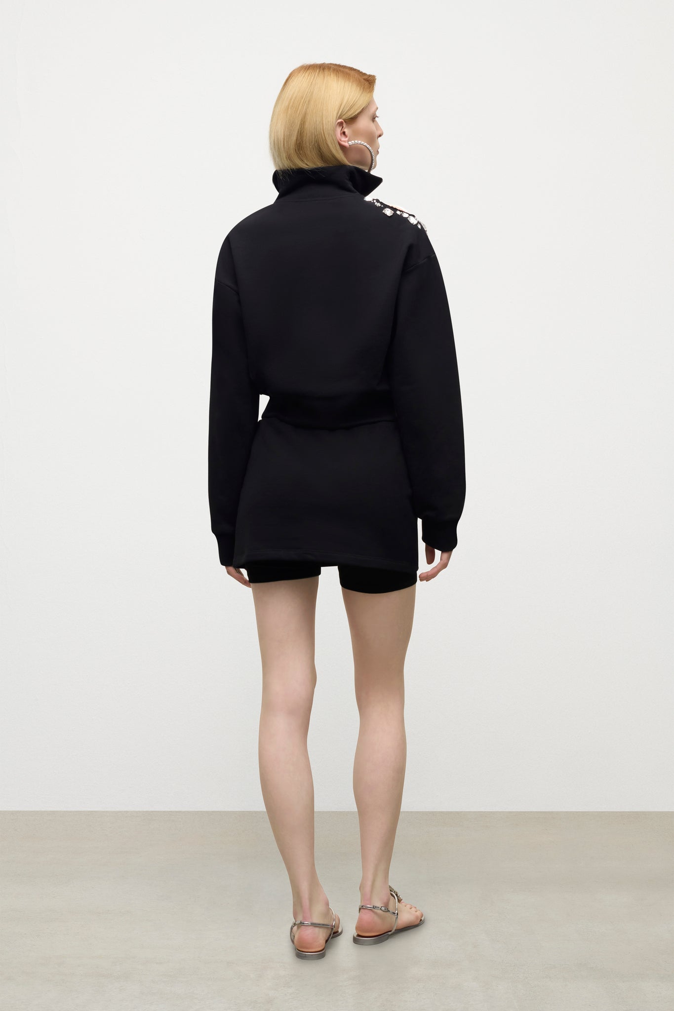 Crystal Cluster Cutout Quarter Zip Sweatshirt