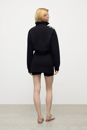Crystal Cluster Cutout Quarter Zip Sweatshirt