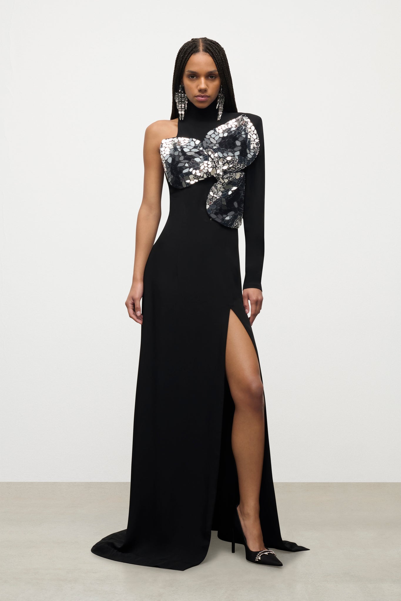 Embroidered Ombre Crystal Gown