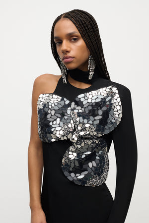Embroidered Ombre Crystal Gown