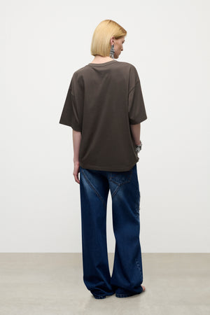 Crystal Chain Cutout Relaxed Jean