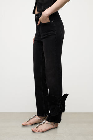 Denim Bow Straight Leg Jean