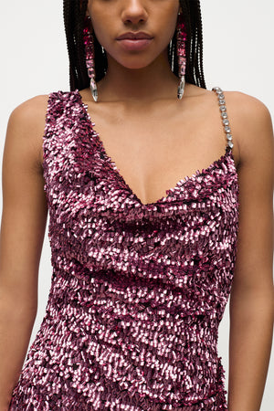 Crystal Strap Sequin Mini Dress