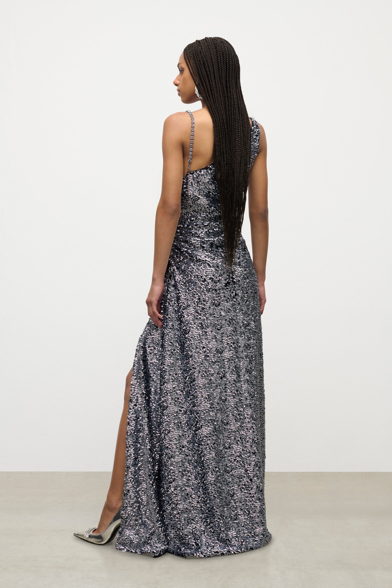 Crystal Strap Sequin Gown
