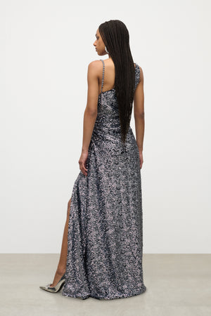 Crystal Strap Sequin Gown