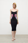Colorblock Lily Flower Midi Dress
