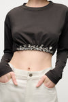 Crystal Cluster Long Sleeve Cropped T-Shirt