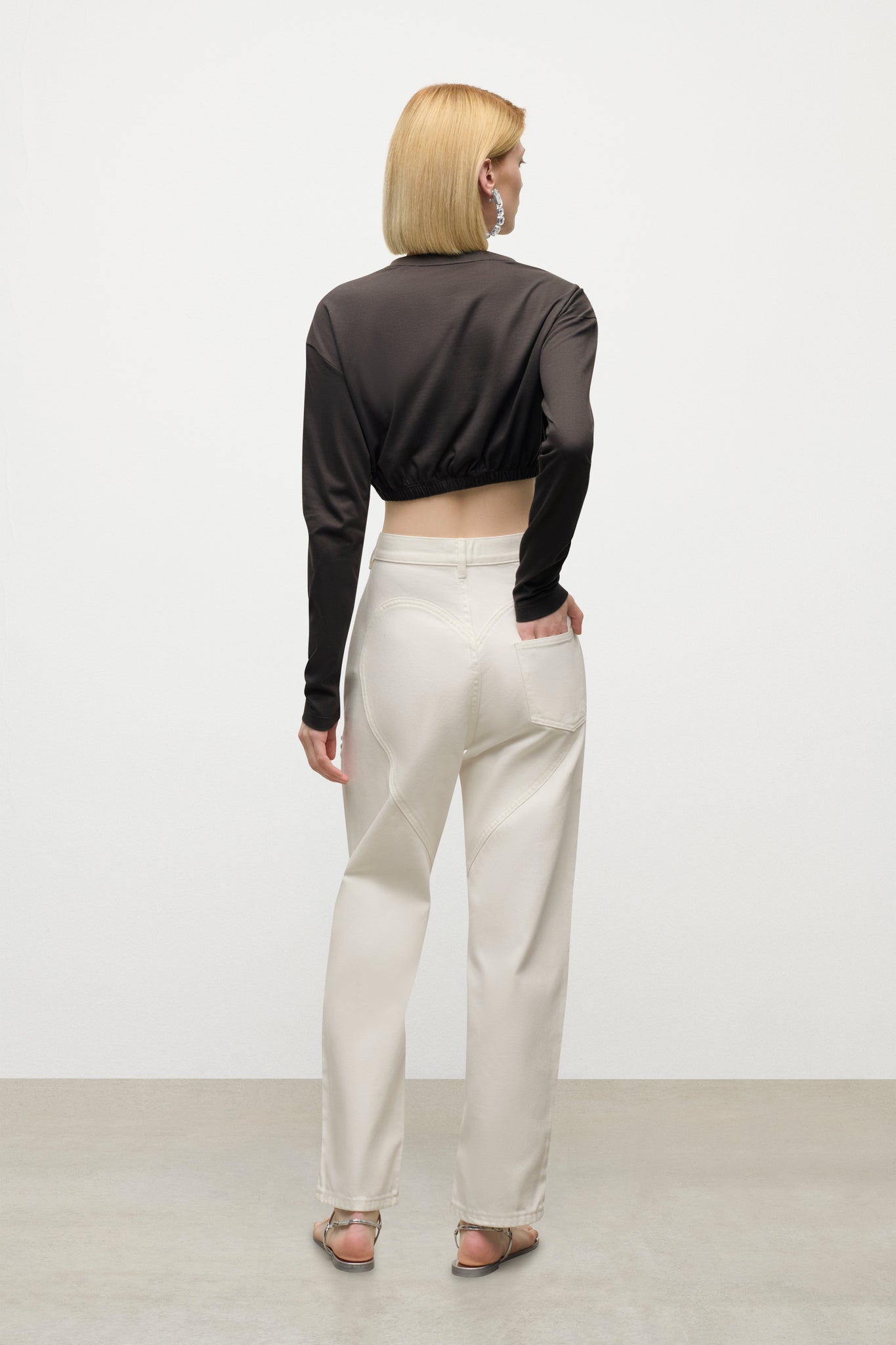 Crystal Cluster Long Sleeve Cropped T-Shirt