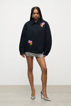 Embroidered Flower Cargo Jacket