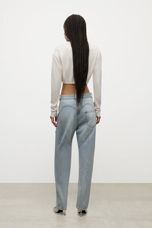 Crystal Cluster Long Sleeve Cropped T-Shirt