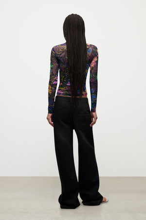 Crystal Chain Cutout Relaxed Jean