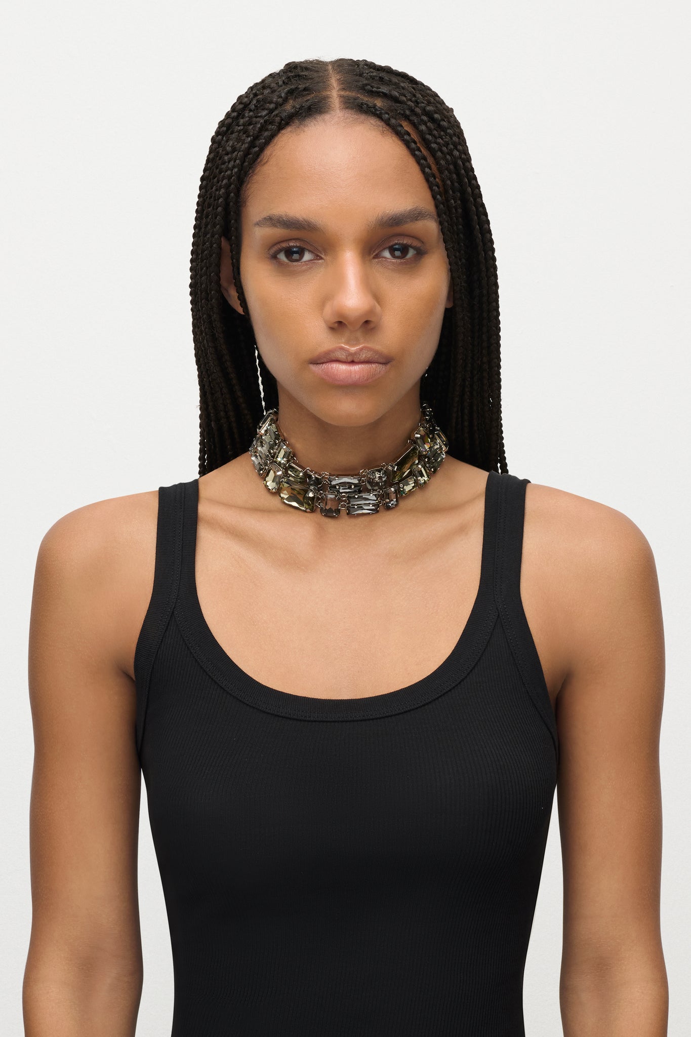 Ombre Crystal Cluster Choker Necklace