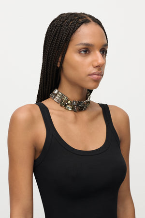 Ombre Crystal Cluster Choker Necklace