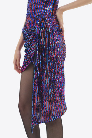 area sequin dress AREA Wrapped Sequin Mini Dress in Black