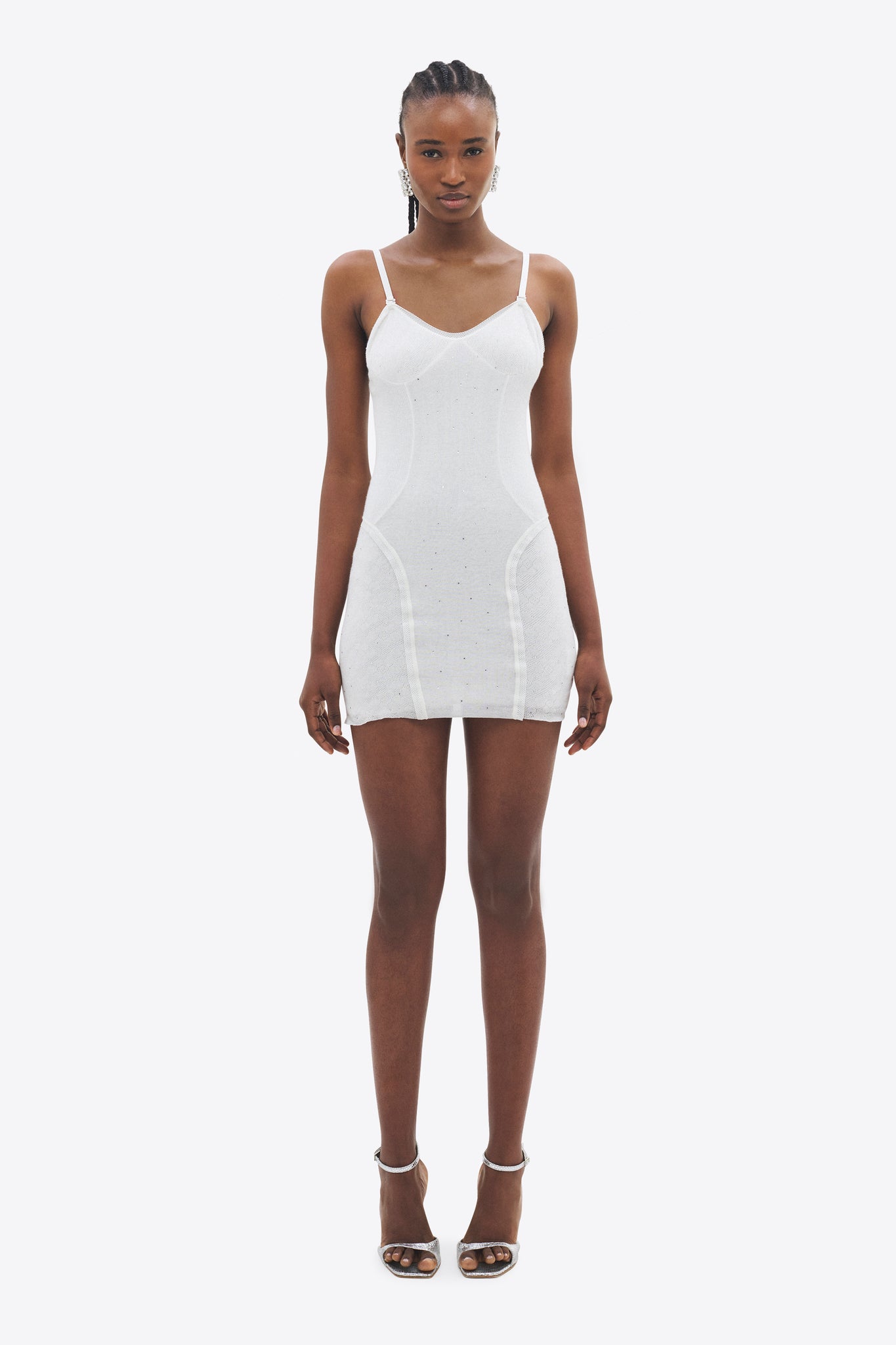 ribbed dress mini All Things Golden - The Luxe Rib High Neck - White Hand wash cold AREA Girly Rib Knit Mini