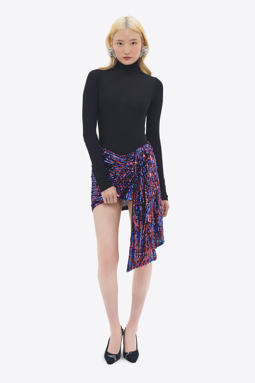 Wrapped Sequin Mini Skirt