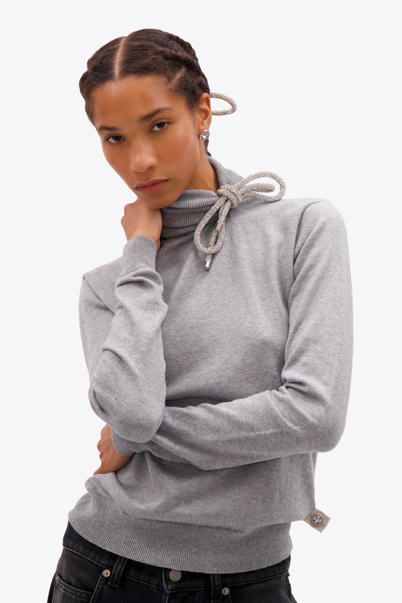 Crystal Knot Turtleneck Sweater